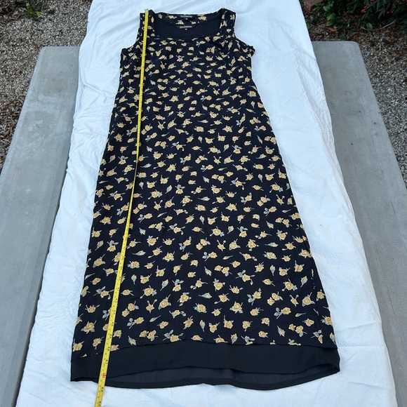 Vintage Guess Collection Black & Yellow Floral Midi Maxi Dress, Y2K Streetwear - Picture 10 of 13